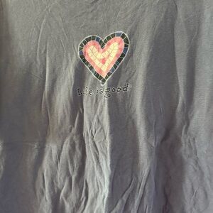 EUC Life Is Good Mosaic Heart Tee - Slate Blue XXL